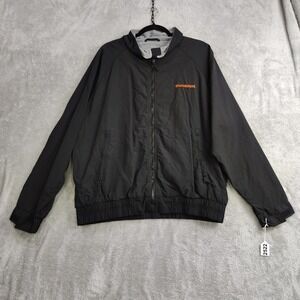 Whataburger Jacket Mens Large Black Gray Fleece Lined Full Zip Windbreaker